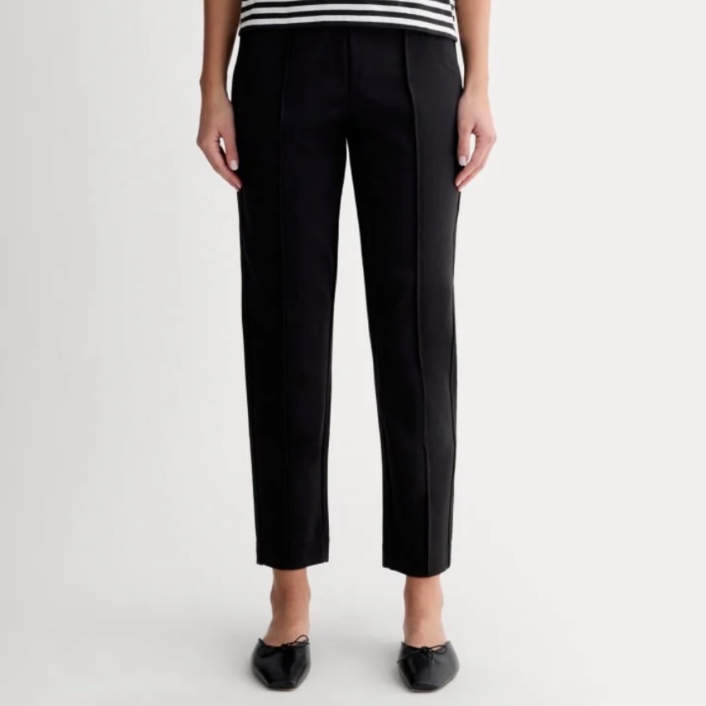 Everlane The Dream Pant Slim Straight Pintuck Pull On Pants Neutral Black S